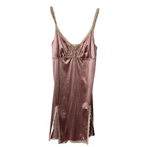 Vintage Arianne Slip Dress Womens Mini Purple Satin Y2K Sexy Lace Trim